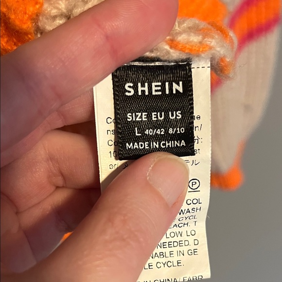 SHEIN Cream Cardigan with Orange and Pink Stripes - Picture 3 of 3